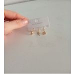 3 lü Zirkon Taşlı Çelik Sallantılı Halka Küpe