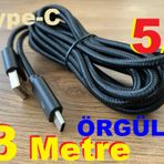 3 metre 5 AMPER Type C OYUN KONSOLU GAMEPAD JOİSTİK JOİSTCİK ŞARJ KABLO TYPE-C