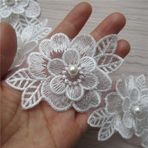 3 Metre Çiçek İnci Dantel Kenar Süsleme Kurdele 8 cm Geniş Kenar Süslemeleri Nakışlı Aplike Dikiş Malzemeleri El İşi Düğün Elbisesi Süsleme Kendin Yap Kartlar Şapkalar Giysiler Ev Yastık Perde Dekoru (Beyaz)