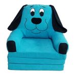 3 minderli katlanabilir bebek-çocuk koltuğu sandalye portatif yatak puf sofa kumaş köpek figürlü - Mavi
