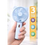 3 MODLU Şarjlı El Fanı 3 Kademe Seyahat Masaüstü Vantilatör Taşınabilir Mini Fan F136 (Mavi)