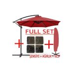 3 mt 8 Kaburga Full Demir 21 kg Kırmızı Bahçe Şemsiyesi Full Set Havuz Şemsiyesi Büyük Şemsiye