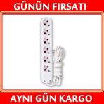 3 Mt. Kablolu 6 lı Topraklı Grup Priz