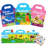 3 Paket 2-4 Yaş Çocuklar için Yeniden Kullanılabilir Çıkartma Kitapları, 1-3 Yaş Çocuklar için Çıkartma Kitapları, Çocuklar için Doğum Günü Hediyeleri Yürümeye Başlayan Erkek Kız Seyahat Oyuncakları
