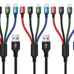 3 Paket Minlu Çoklu USB Hızlı Şarj Kablosu 4A, 4'ü 1 Arada Şarj Kablosu Çift Telefon/USB C/Mikro USB Bağlantı Noktası Adaptörü, Telefon/Tabletler/Samsung Galaxy/Google Pixel/Sony/LG/Huawei ve Daha Fazlası için (Siyah/4 Ft)