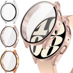 [3 Paket] Samsung Galaxy Watch 6 2023 için Neitra 44 mm Ekran Koruyucu Kılıf Dahili Temperli Cam Film, Genel Koruyucu Kapak - Galaxy Watch6 için Sert PC Tampon