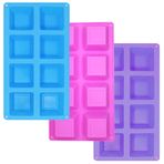 3 Paket Silikon 8 Boşluk Mini Kare Kek Kalıbı, SourceTon Pişirme Kupaları Muffin Bardakları Kek Kalıpları Muffin Bardakları, Kahve Pastası, Cupcake, Brownie-Pembe, Mor, Mavi