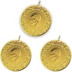 3 Parça 22 Ayar Altın Yarım Altın Tarihli Set 10.524 Gram T.C. Darphane Üretimi