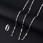 3 Parça 316 Paslanmaz Çelik Erkek İnce Zincir Kolye Bileklik Seti, Pürüzsüz Yüzük, Basit ve Şık Tasarım, Günlük Kullanım ve Okul Hediyesi İçin Uygun Takı Seti