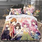 3 Parça Anime Nevresim Kotegawa Yui Kral Yatak Takımı Altın Koyu Figür 3D Baskılı Karikatür Karakter Nevresim (200 x 200 cm) 2 Yastık Kılıfı ile Mikrofiber Nevresim Ev Yatak Odası Dekoru