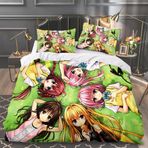 3 Parça Anime Nevresim Kotegawa Yui Tek Kişilik Yatak Altın Karanlık Figür 3D Baskılı Çizgi Film Karakter Nevresim (135 x 200 cm) 2 Yastık Kılıfı ile Mikrofiber Yorgan Kılıfı Ev Yatak Odası Dekoru
