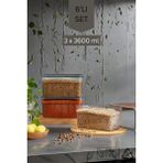 3 Parça Contalı ve Sızdırmaz Kapaklı Saklama Kabı Seti – Buzdolabı ve Kuru Gıda Uyumlu 3X3600 ml - 3,6 lt