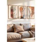 3 Parça Doğanın Sükuneti Konsepli Ahşap Çerçeve Görünümlü Mdf Tablo Seti - 15 x 20 - Renkli