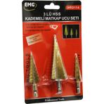 3 PARÇA HSS KADEMELİ MATKAP UCU SET-Findit