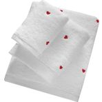 3 Parça Kalp Nakışlı Banyo Havlusu Takımı %100 Pamuklu Lovely Set