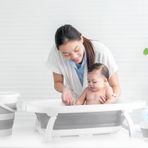 3 Parça Katlanır Bebek Küvet Seti, Bebek Banyo Küveti 50 Litre, Katlanır Kova 12,8 Litre Ve Maşrapa Set (3 Parça Banyo Seti)