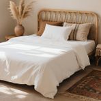 3 Parça Lastikli Çarşaflı Ranforce Pamuklu Kumaş Tek Kişilik Nevresim Takımı - Krem - 160 x 200 cm