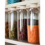 3 Parça Plastik Erzak Saklama Kabı 8X18 cm Ikea 3'lü Set Beyaz Kapaklı Bakliyat Şeffaf Kap Hacim 1.3 Litre