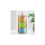 3 Parça Saklama Kabı - Drajelik, Kurabiyelik, Şekerlik Mutfak Organizatörü Sunumluk Set - Bal Rengi - Çok Renkli