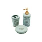 3 PARÇA SERAMİK BANYO SETİ SİLİNDİR MAVİ