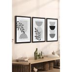 3 Parça Siyah Çerçeve Görünümlü Mdf Poster Tablo Seti Set 34, 20 x 30