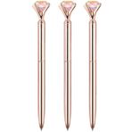 3 PCS Yükseltilmiş Gül Altın Pırlanta Tükenmez Kalemler Büyük Renkli Elmas Bling Metal Tükenmez Kalem Ofis Malzemeleri Kalemler Düğün Doğum Günü için