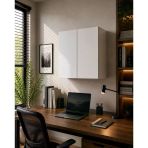 3 Raflı Çok Amaçlı Kitaplık Mat Beyaz Mdf Lam 69X55x25 Cm Yavaşlatıcılı Kapaklı
