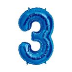 3 Rakam Mavi Folyo Balon 34 İnç 76-82 Cm