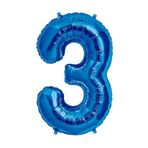 3 Rakamı Mavi 100 cm Folyo Balon