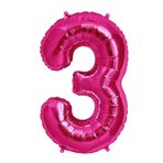 3 Rakamı Pembe 100 cm Folyo Balon