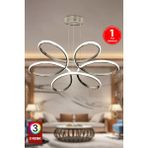3 Renk Orkide Modern Krom Kasa Salon LED Avize Orkide Kumandasız 3 Renkli Salon Avize - 1 - Ahşap