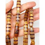 3 Şeritli Tibet Akik Taşı Silindir Kesim 9x30mm Dizi (45780)