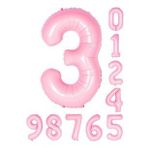 3 Üç Rakam Pembe Folyo Balon 34" Inc 76 Cm