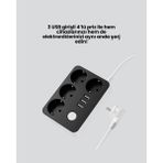 3 USB Çıkışlı 4’lü Akıllı Priz 2500W 2 Metre Kablo ( Lisinya )
