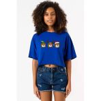 3 Wise Beagles Christmas Mavi Kadın Crop Tshirt
