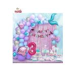 3 Yaş Deniz Kızı Banner Balon Mavi Mor Balonlar Folyo Saçak Perde Seti Doğum Günü Parti Süsü, 49845846858