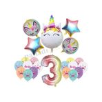 3 Yaş Gökkuşağı Konsepti Unicorn Temalı Doğum Günü Parti Kutlama Seti