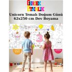 3 Yaş Kız Unicorn Temalı Doğum Günü Partisi 2.5 M Dev Boyama Kağıdı | Kırtasiye Doğal Oyun Hediye - Tekli