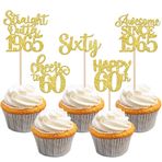 30 adet 60. yaş doğum günü Cupcake Toppers simli Straight Outta 1965 pasta dekorasyonu, 1965 yılının kutlu olsun 60. yıl dönümü parti pasta dekorasyonu için pasta dekorasyonu, altın rengi