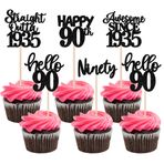 30 Adet 90. Doğum Günü Cupcake Tepesi Süsü Parıltılı Straight Outta 1935 Pasta Dekorasyonu Muhteşem 1935 Mutlu 90. Yıl Kutlu Olsun 90. Yıl Kutlama için Pasta Dekorasyonu 90. Yıl Doğum Günü Yıl Dönümü