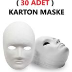 30 Adet, Karton Maske, Boyanabilir, Eğitici Maske Boyama, Etkinlik ve Hobi Maskesi - Gri