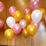 30 Adet Metalik Sedefli Gold-Şeker Pembe-Beyaz Karışık Balon He