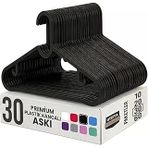 30 Adet Slim Plastik Elbise Askısı, Gardrop İçin Alan Tasarruflu Pantolon Gömlek Ceket Etek Askısı, Kıyafet Askısı, 38.5 Cm X Cm (30, Siya
