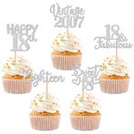 30 adet Vintage 2006 cupcake tepe süsü, simli, 18. doğum günü, pasta dekorasyonu, 18. doğum günü, düğün, yıl dönümü, parti için, gümüş