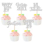 30 adet Vintage 2010 cupcake tepe süsü, simli, 14. doğum günü, pasta dekorasyonu, 14. doğum günü, düğün, yıl dönümü, parti için, gümüş