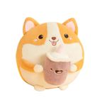 30 cm Corgi Köpek Sarılma Yastığı, Yumuşak Çizgi Film Peluş Oyuncak Sütlü Çay, Hafif PP Pamuk Kırlent Kanepe Süsü Çocuk Doğum Günü Hediyesi -B