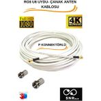 30 Metre 64 Tel Rg6/u6 Full Hd 3D 4K Anten Tv Uydu Lnb Kablosu ( F Konnektörlü Tak Çalıştır ) - Beyaz
