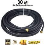 30 Metre Rg6 U4 Gold Uçlu 64 Tel Hazır Uydu Çanak Anten Kablosu “ Tak Çalıştır” (Siyah) - Gold Kablo