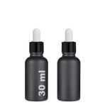 30 ml Mat Siyah Cam Damlalıklı Serum Şişesi 30 cc Renkli Metal Kapaklı Dropper Cam Şişe 2 Adet (Siyah Yüzük | Beyaz Lastik)