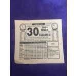 30 Nisan 2001 Takvim Yapragi - Nostalji Koleksiyonluk Takvim Yapragi B